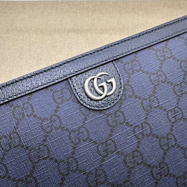 グッチ Clutch Phidia greyクラッチバッグ ブルー 598234 4157 pvc/レザー シルバー金具 - 画像 (5)