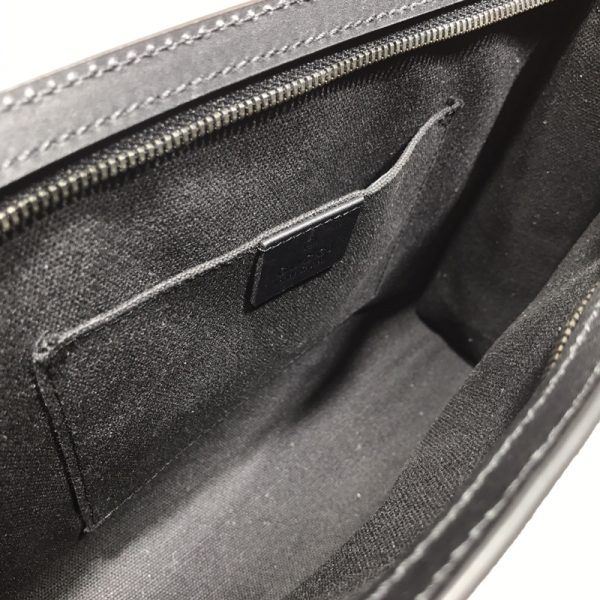 グッチ ウェブストライプ クラッチバッグ セカンドバッグ ブラック×ダークグレー 475316 KHN4C 1095 GGスプリーム キャンバス/レザー シルバー金具 - 画像 (6)