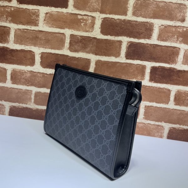 グッチ インターロッキングG付き ビューティーケース ブラック 672956 92TCN 1000 GGスプリーム キャンバス/レザー シルバー金具 - 画像 (2)