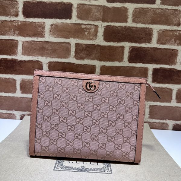 グッチ GGスプリーム クラッチバッグ セカンドバッグ ピンク 625549 5823 ジャンボ GGキャンバス/レザー シルバー金具
