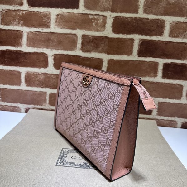 グッチ GGスプリーム クラッチバッグ セカンドバッグ ピンク 625549 5823 ジャンボ GGキャンバス/レザー シルバー金具 - 画像 (2)