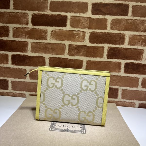 グッチ GGスプリーム クラッチバッグ セカンドバッグ イエロー 625549 7412 ジャンボ GGキャンバス/レザー ゴールド金具 - 画像 (2)