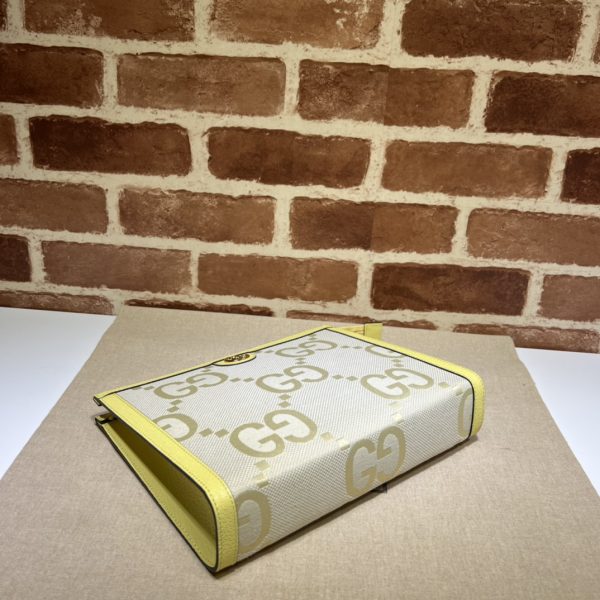 グッチ GGスプリーム クラッチバッグ セカンドバッグ イエロー 625549 7412 ジャンボ GGキャンバス/レザー ゴールド金具 - 画像 (4)