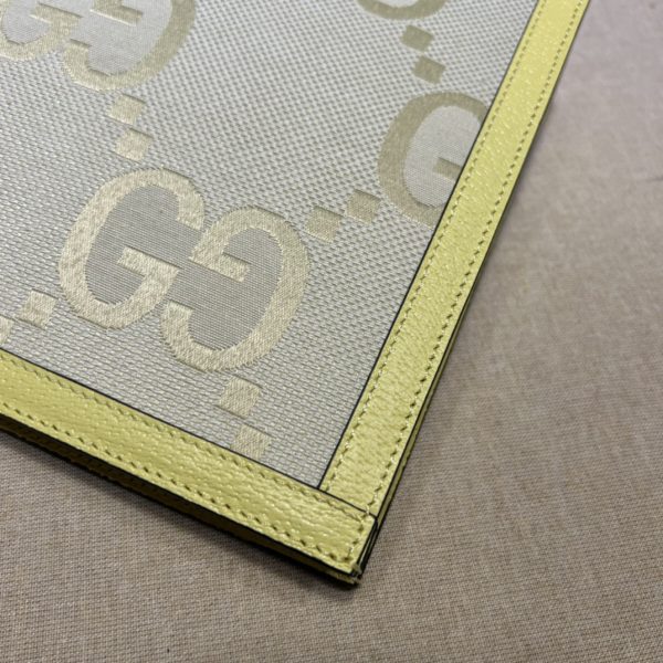 グッチ GGスプリーム クラッチバッグ セカンドバッグ イエロー 625549 7412 ジャンボ GGキャンバス/レザー ゴールド金具 - 画像 (5)