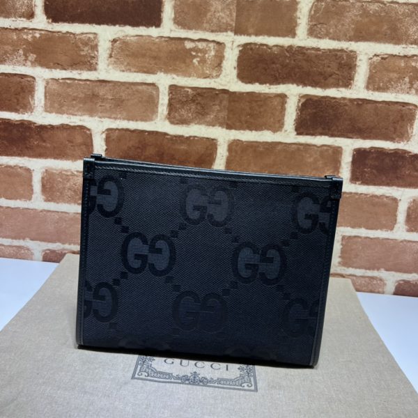 グッチ ジャンボ GG ポーチ ブラック 699318 FABGN 1000 ジャンボ GGキャンバス/レザー シルバー金具