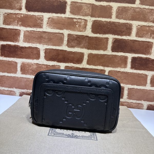 グッチ メンズ クラッチ バッグ ブラック 760224 AABY 01000 レザー シルバー金具 - 画像 (2)