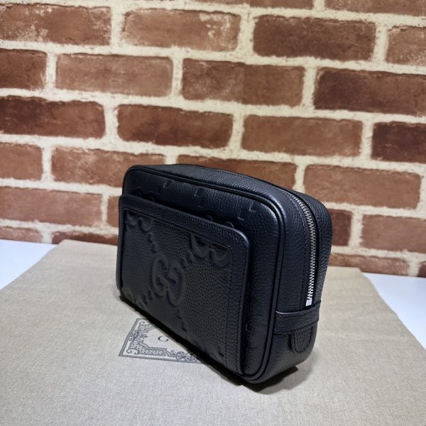 グッチ メンズ クラッチ バッグ ブラック 760224 AABY 01000 レザー シルバー金具 - 画像 (3)