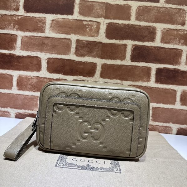 グッチ メンズ クラッチ バッグ ベージュ 760224 AABY 8358 レザー シルバー金具