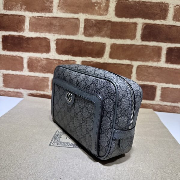 グッチ オフィディア GG ポーチ グレー＆ブラック 760245 UULBN 1244 GGスプリーム キャンバス/レザー シルバー金具 - 画像 (2)