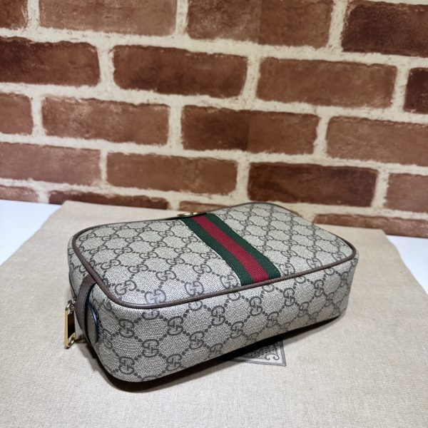 グッチ GUCCI SAVOY ウェブ ストライプ コスメティックケース ベージュ＆エボニー/ブラウン 760019 96IWT 8745 GGスプリーム キャンバス/レザー ゴールド金具 - 画像 (4)