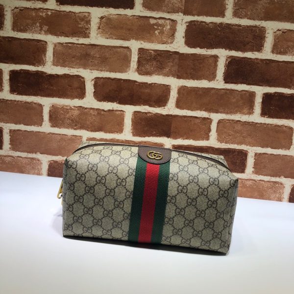 グッチ GUCCI SAVOY ミディアム GG コスメティックケース ベージュ＆エボニー/ブラウン 572767 9IK3T 8745 GGスプリーム キャンバス/レザー ゴールド金具
