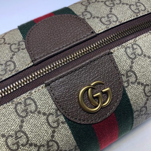 グッチ GUCCI SAVOY ミディアム GG コスメティックケース ベージュ＆エボニー/ブラウン 572767 9IK3T 8745 GGスプリーム キャンバス/レザー ゴールド金具 - 画像 (4)