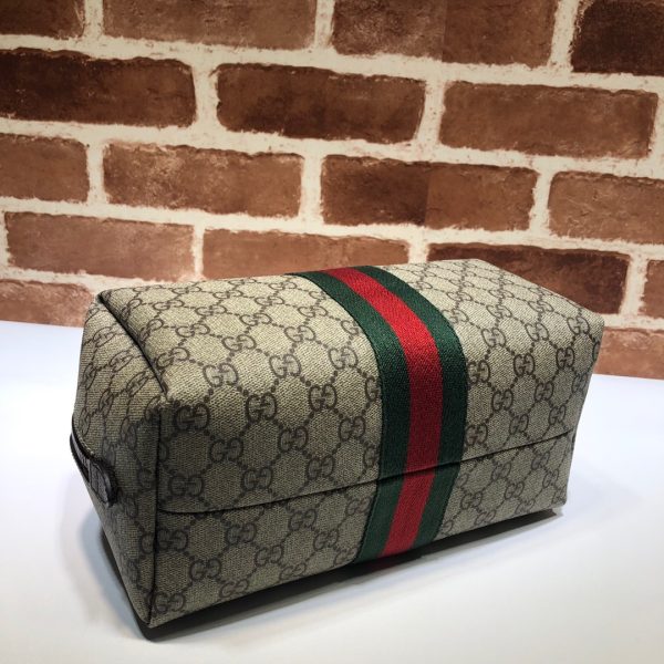 グッチ GUCCI SAVOY ミディアム GG コスメティックケース ベージュ＆エボニー/ブラウン 572767 9IK3T 8745 GGスプリーム キャンバス/レザー ゴールド金具 - 画像 (7)
