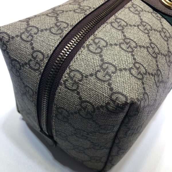 グッチ GUCCI SAVOY ミディアム GG コスメティックケース ベージュ＆エボニー/ブラウン 572767 9IK3T 8745 GGスプリーム キャンバス/レザー ゴールド金具 - 画像 (8)