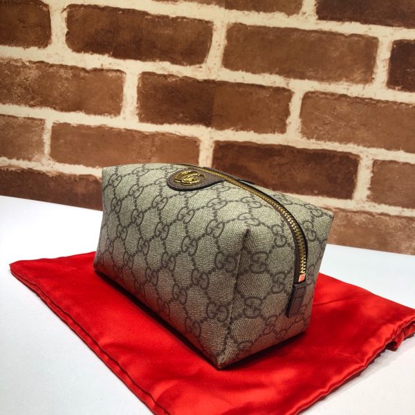 グッチ GUCCI コスメティックケース オフィディア ベージュ＆エボニー/ブラウン 548393 K5I5G 8358 GGスプリーム キャンバス/レザー ゴールド金具 - 画像 (2)