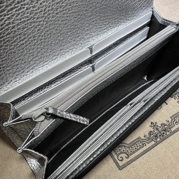 グッチ ダブルG コンチネンタルウォレット シルバー 774345 FACQC 5729 レザー シルバー金具 - 画像 (4)
