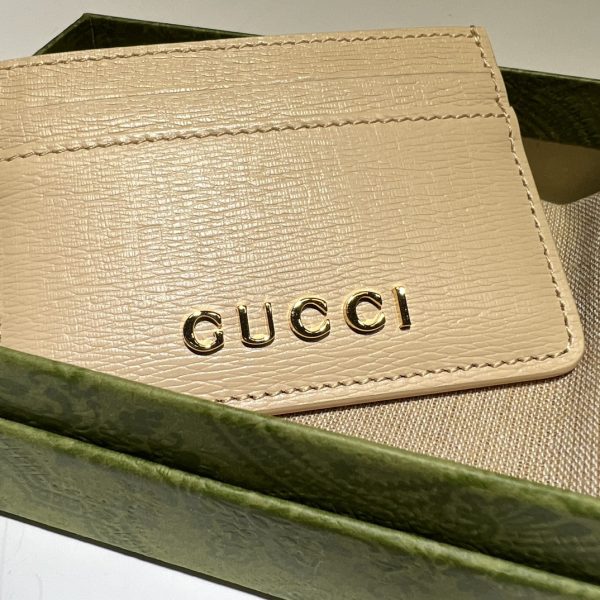 グッチ Logo card holder 財布 レディース 春夏 2024 新作 ベージュ 773428 0OP0N 8358 レザー ゴールド金具 - 画像 (3)