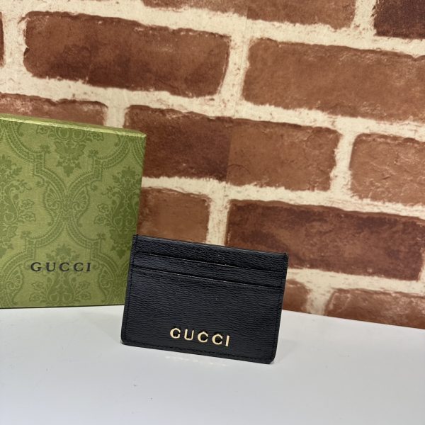 グッチ Logo card holder 財布 レディース 春夏 2024 新作 ブラック 773428 0OP0N 1000 レザー ゴールド金具