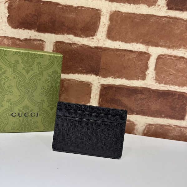 グッチ Logo card holder 財布 レディース 春夏 2024 新作 ブラック 773428 0OP0N 1000 レザー ゴールド金具 - 画像 (2)