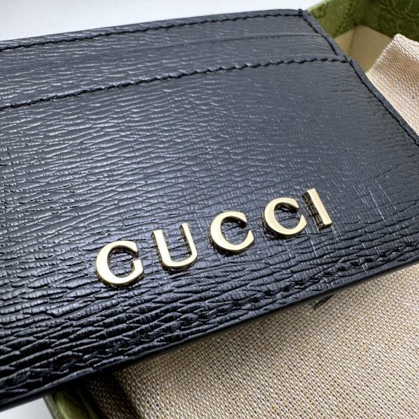 グッチ Logo card holder 財布 レディース 春夏 2024 新作 ブラック 773428 0OP0N 1000 レザー ゴールド金具 - 画像 (3)