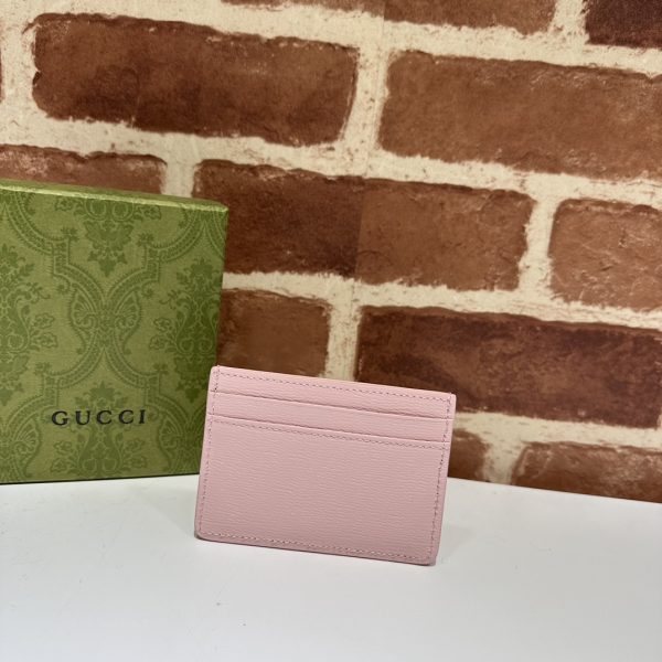 グッチ Logo card holder 財布 レディース 春夏 2024 新作 ピンク 773428 0OP0N 5823 レザー ゴールド金具 - 画像 (2)
