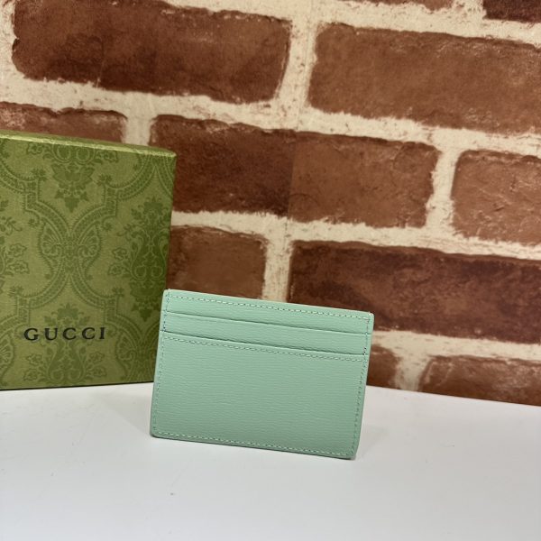 グッチ Logo card holder 財布 レディース 春夏 2024 新作 グリーン 773428 0OP0N 3404 レザー ゴールド金具 - 画像 (2)