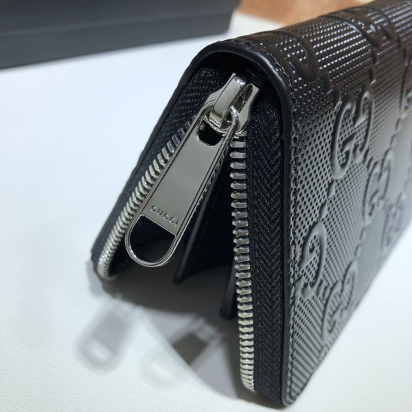 グッチ GGエンボス ジップアラウンドウォレット 長財布 ブラック 625558 レザー シルバー金具 - 画像 (6)