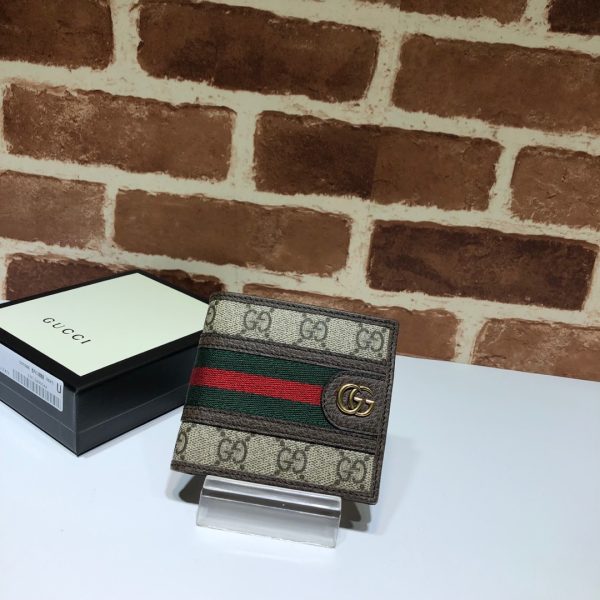 グッチ オフィディア GG スプリーム ウォレット 2つ折り財布 ベージュ×エボニー 597606 96IWT 8745 GGキャンバス×レザー ゴールド金具