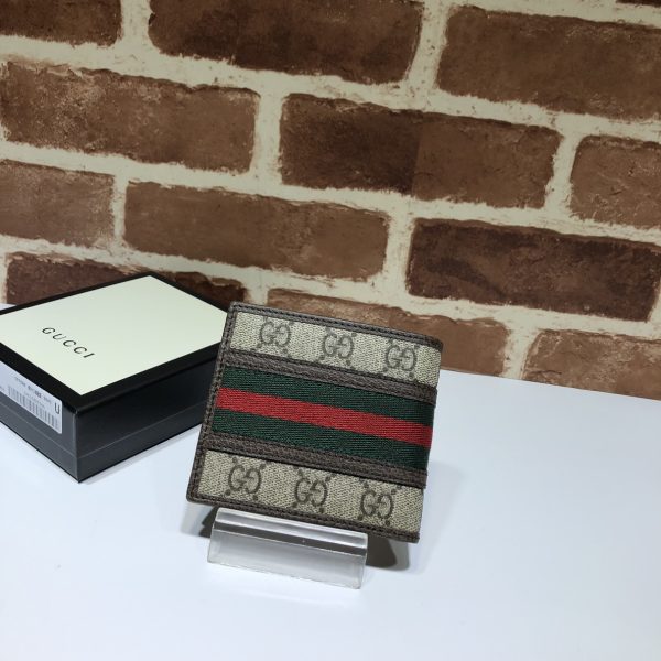 グッチ オフィディア GG スプリーム ウォレット 2つ折り財布 ベージュ×エボニー 597606 96IWT 8745 GGキャンバス×レザー ゴールド金具 - 画像 (2)