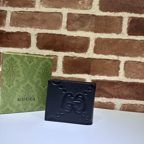 グッチ ジャンボGG コインウォレット 二つ折り財布 ブラック 739479 AABY0 1000 ジャンボ GG レザー - 画像 (2)