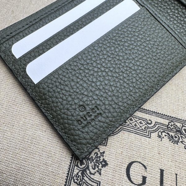 グッチ ジャンボGG コインウォレット 二つ折り財布 ダークグリーン 739479 AABY0 3341 ジャンボ GG レザー - 画像 (4)