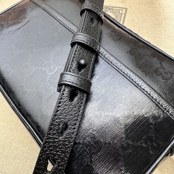 グッチ GG クリスタル ミニ ショルダーバッグ ブラック 760342 FACK5 1000 GGスプリーム キャンバス/レザー シルバー金具 - 画像 (6)
