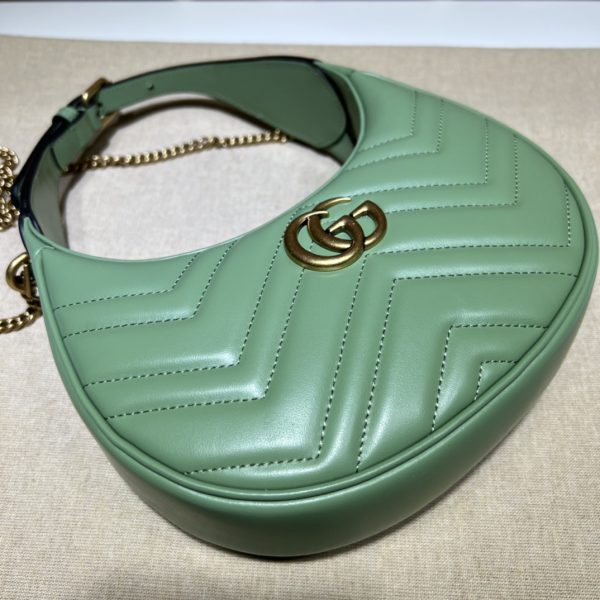 グッチ GGマーモント ハーフムーンシェイプ ミニバッグ グリーン 699514 DTDHT 3404 レザー ゴールド金具 - 画像 (4)