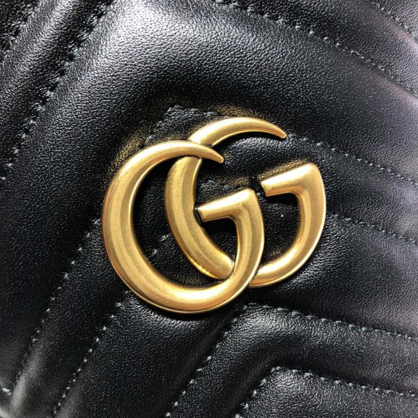 グッチ GGマーモント ミニ バケットバッグ ブラック 575163 DTDRT 1000 レザー ゴールド金具 - 画像 (5)
