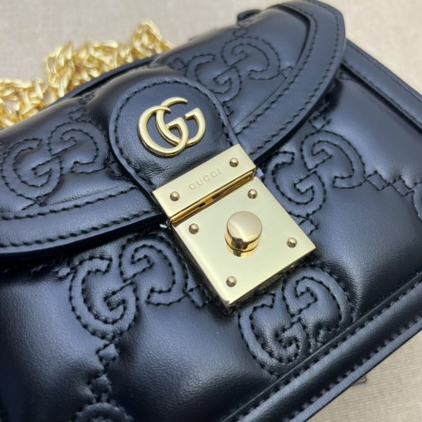 グッチ GG マトラッセ スモール トップ ハンドル バッグ ブラック 724499 UM8HG 1000 レザー ゴールド金具 - 画像 (5)