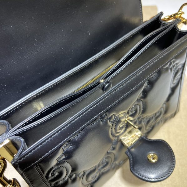 グッチ バンブーバッグ ブラック 736877 UM8HG 1000 レザー ゴールド金具 - 画像 (2)