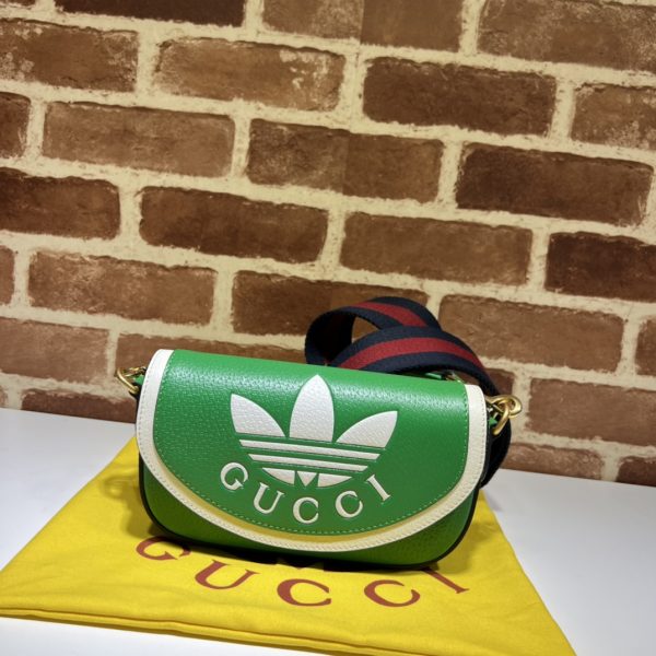 グッチ adidas アディダス コラボ ミニバッグ ショルダー グリーン 727791 AAA8H 3404 レザー ゴールド金具
