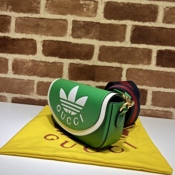 グッチ adidas アディダス コラボ ミニバッグ ショルダー グリーン 727791 AAA8H 3404 レザー ゴールド金具 - 画像 (9)