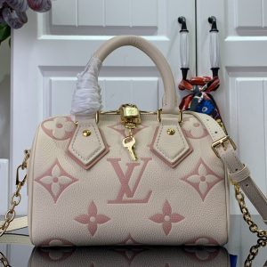 ルイヴィトン スピーディ・バンドリエール 20 モノグラム･アンプラント アイコン 2WAY ショルダー ミニボストンバッグ 斜め トゥルトレール×クレーム M46575 モノグラム･アンプラント レザー ゴールド金具