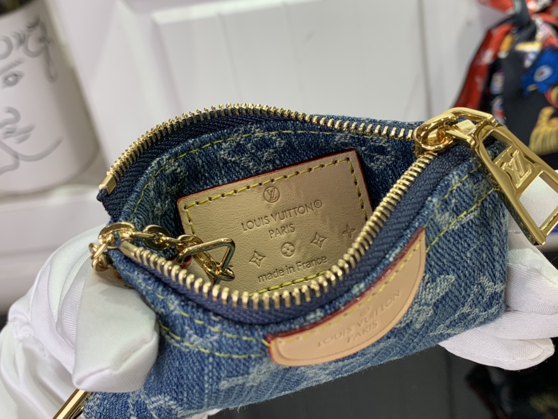 最高級ルイヴィトンスーパーコピー ルイヴィトンカードキーケースコピー 新作 LV リミックス カードキーケース ポシェット・クレ ブルーデニム M82961 モノグラム・デニム ゴールド金具 - 画像 (2)