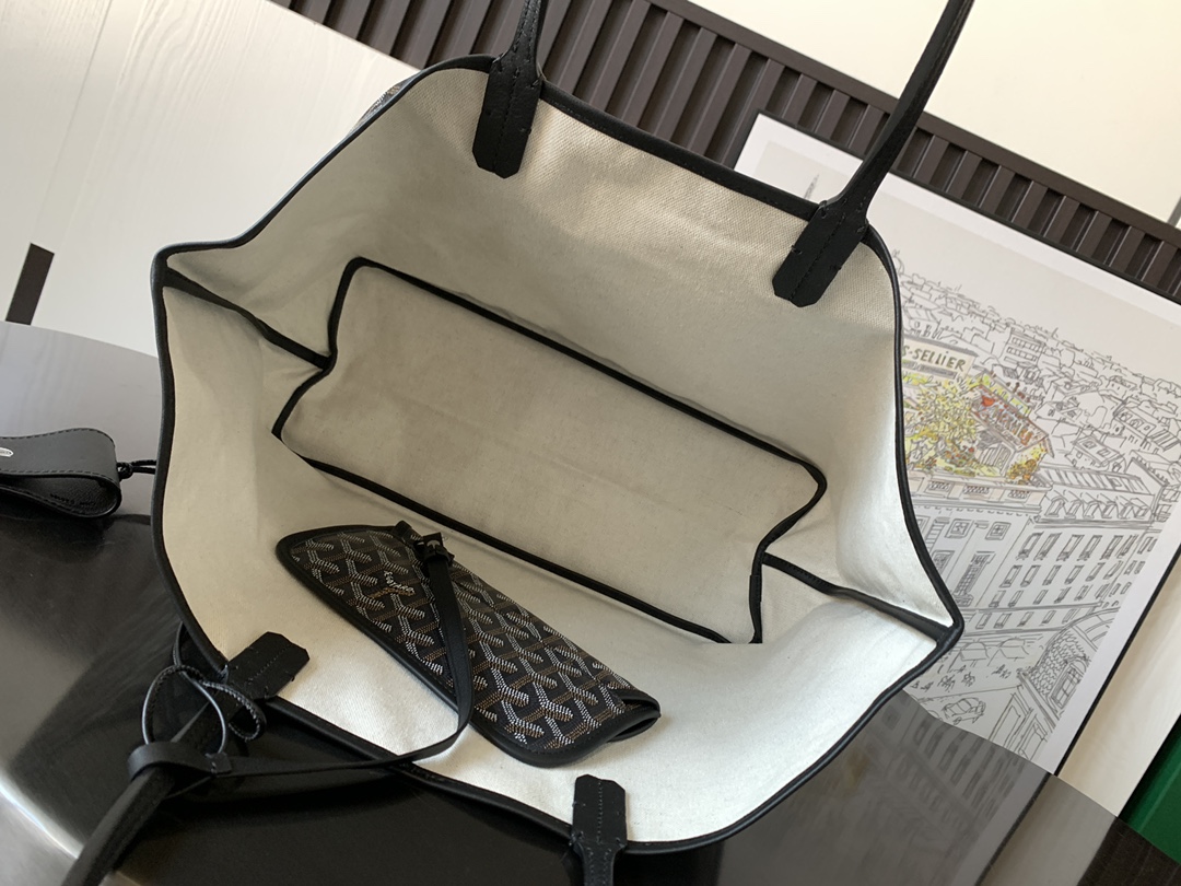 最高級ゴヤールスーパーコピー ゴヤールトートバッグコピー サン・ルイPM バッグ ブラック VILLETMMLTY01CL01X レザー シルバー金具 - 画像 (2)