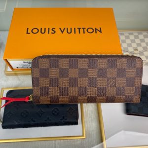 最高級ルイヴィトンスーパーコピー ルイヴィトン財布コピー ポルトフォイユ･クレマンス スリーズ N60534 ダミエ･エベヌ キャンバス ゴールド金具