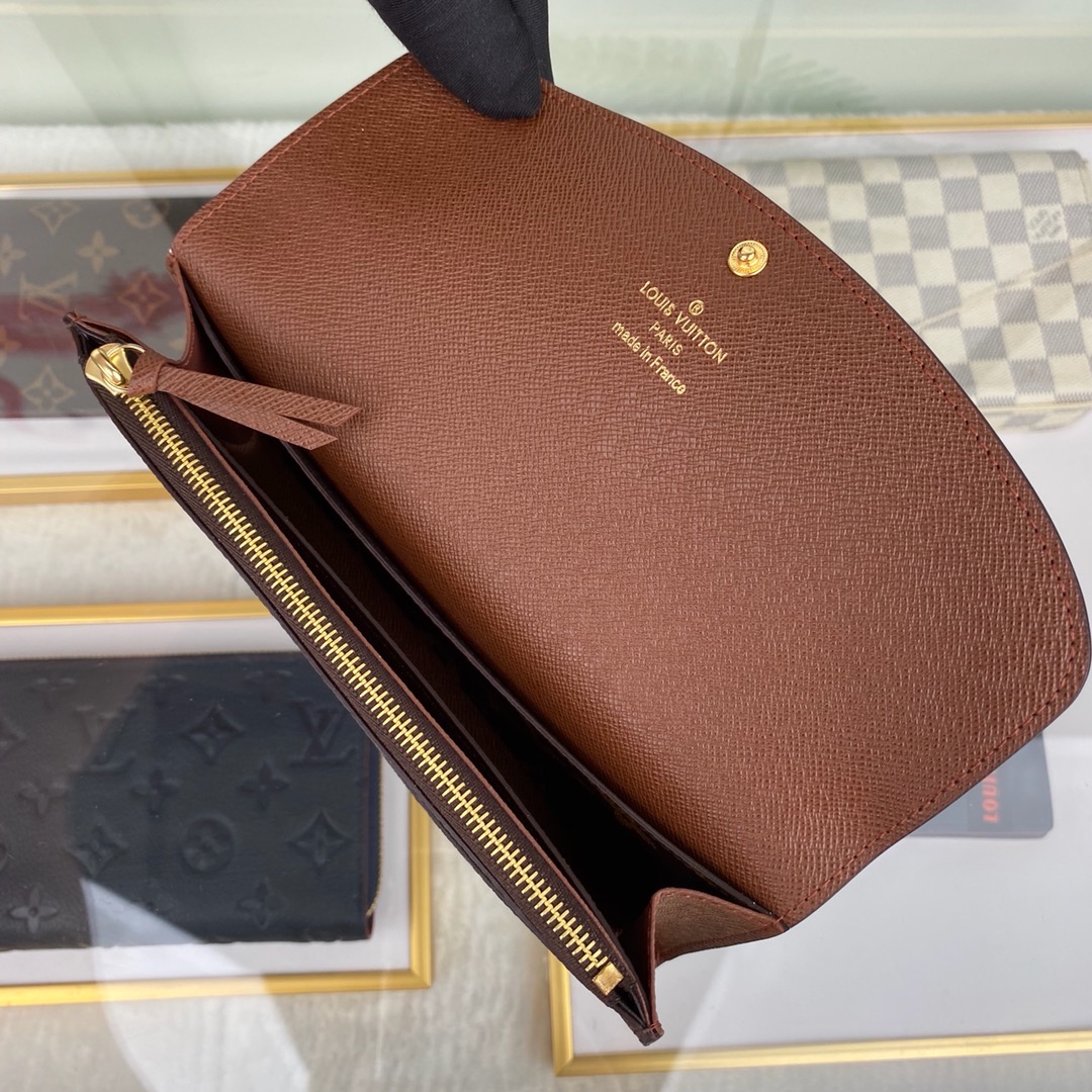 最高級ルイヴィトンスーパーコピー ルイヴィトン財布コピー ポルトフォイユ・エミリー ダークブラウン M60136 モノグラム・キャンバス ゴールド金具 - 画像 (3)