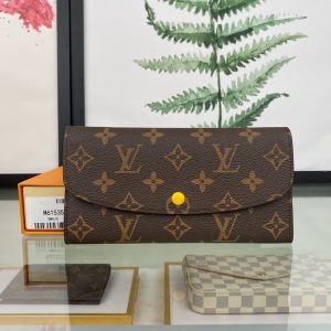 最高級ルイヴィトンスーパーコピー ルイヴィトン財布コピー ポルトフォイユ･エミリー イエロー M61535 モノグラム･キャンバス ゴールド金具