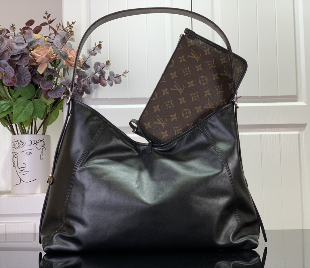 最高級ルイヴィトンスーパーコピー ルイヴィトンバッグコピー キャリーオール・ダーク MM ブラック M25143 ラムレザー シルバー金具 - 画像 (8)