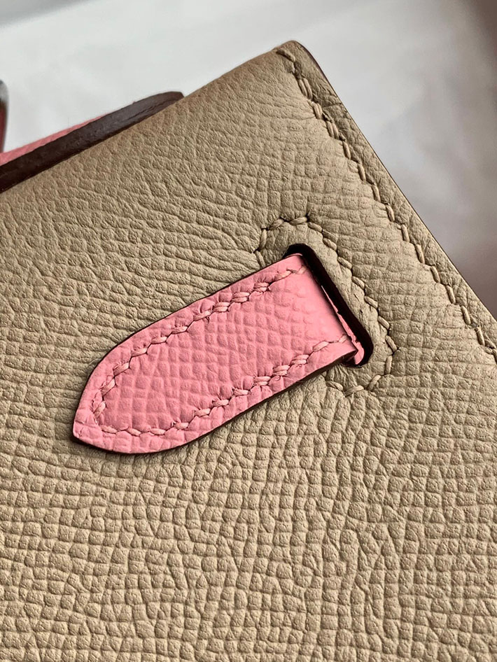 最高級HERMESスーパーコピー エルメスケリー25コピー ケリー25 外縫い スペシャルオーダー ローズコンフェッティXフォーブ エプソン シルバー金具 新品 2024W1013 - 画像 (7)