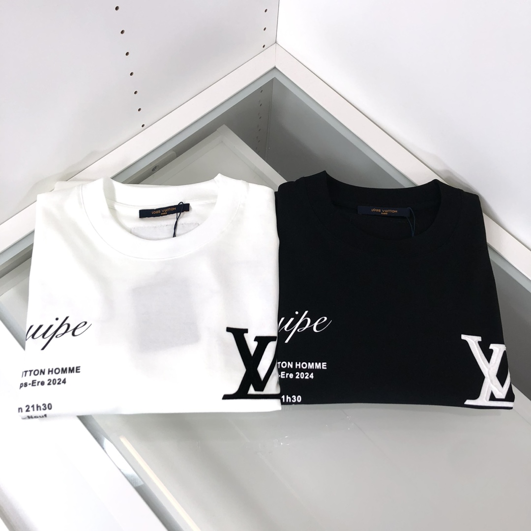 最高級ルイヴィトンスーパーコピー服 ルイヴィトンTシャツコピー チェーンディテールTシャツ ブラック 202405017 コットン 100% - 画像 (2)