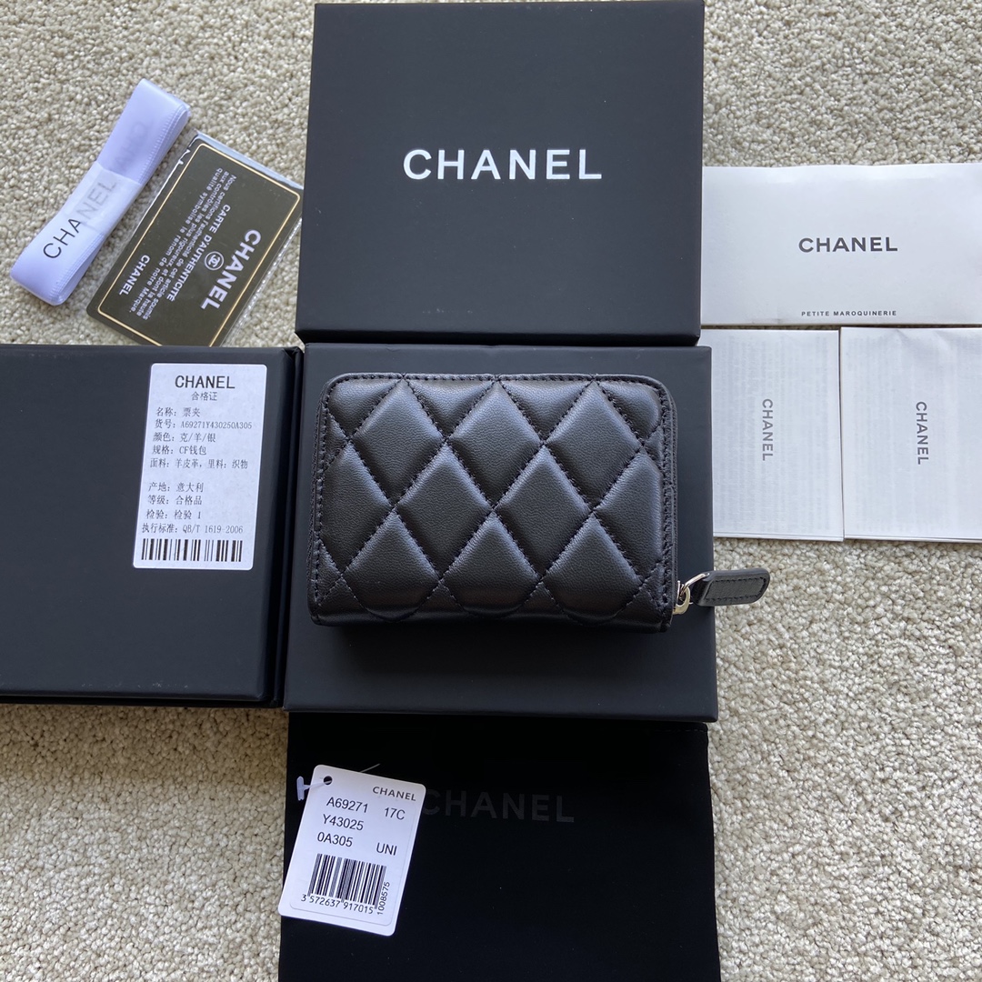 最高級シャネルスーパーコピー シャネル財布コピー 財布・コインケース ブラック A69271 ラムスキン シルバー金具 - 画像 (7)