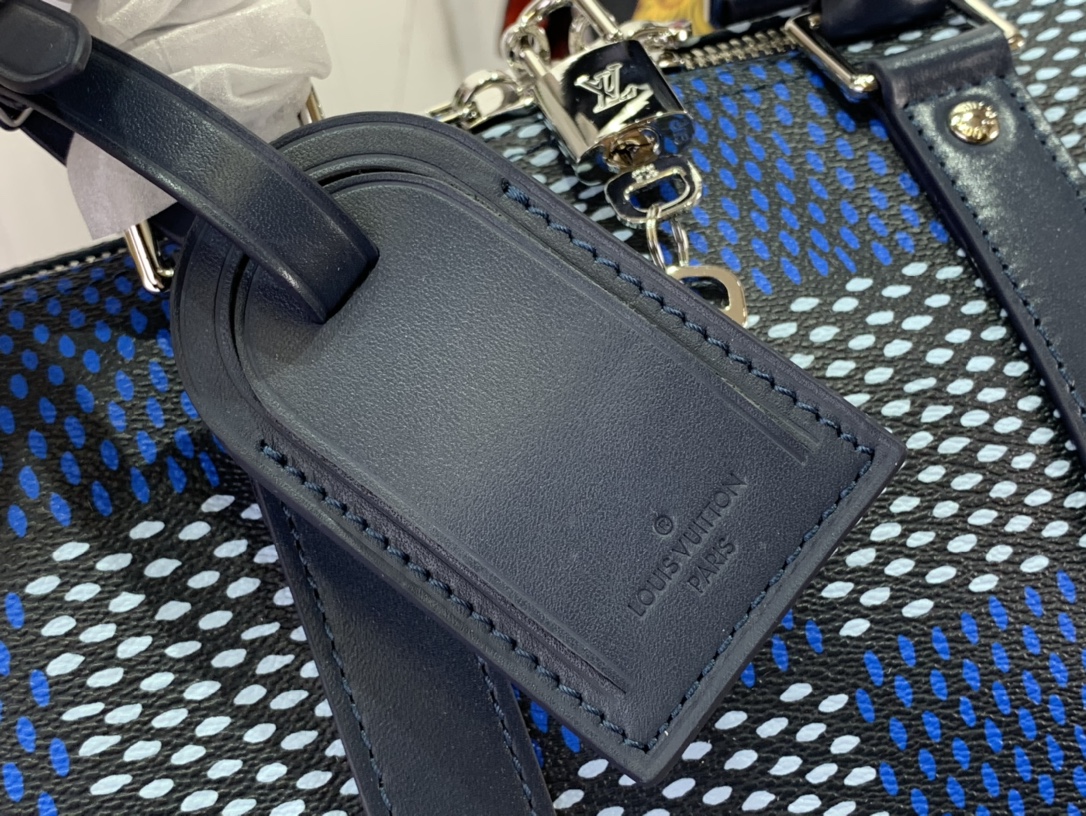 最高級ルイヴィトンスーパーコピー ルイヴィトン ハンドバッグ コピー キーポル・バンドリエール 50 ブルー N40861 ダミエ・ヘリテージ キャンバス シルバー金具 - 画像 (5)