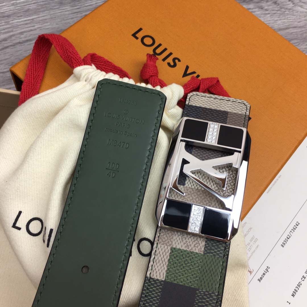 最高級ルイヴィトンスーパーコピー ルイヴィトンベルトコピー ベルト・LV メガ ピクセル 40MM リバーシブル M8470U グリーン レザー シルバー金具 202404548 - 画像 (7)